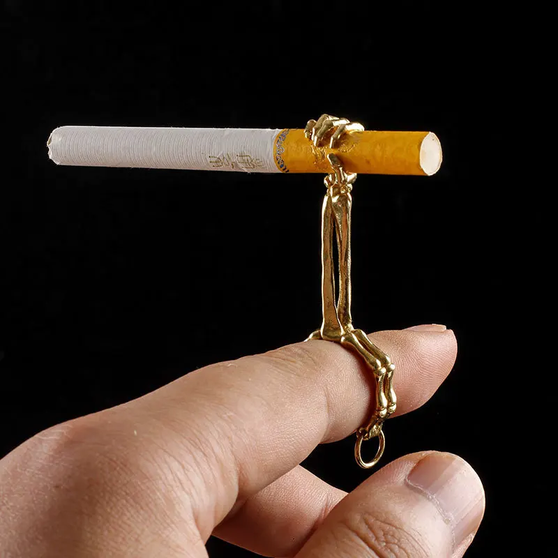Titolare fumare sigarette a mano libera Dito Supporto Anello Clip Dorato 17mm 
