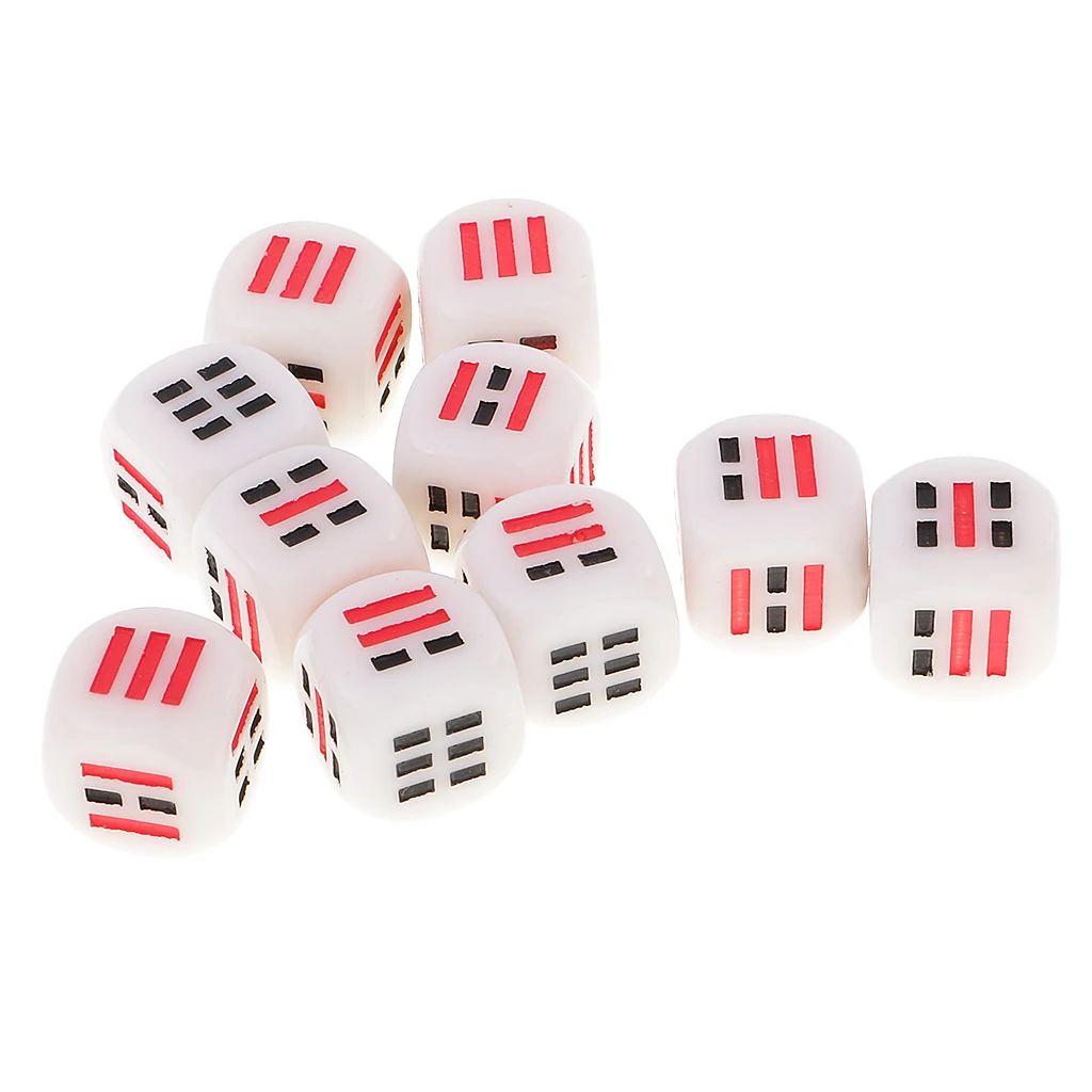 10pcs / Set 16mm D6 D6 6-sided for Eight Trigram Diagrams, Pieces