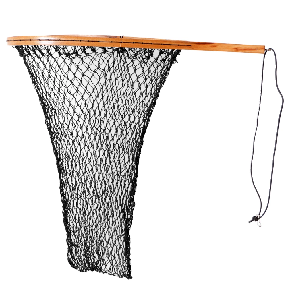 Fishing Landing Net Soft Nylon Mesh Catch And Release Net - Wooden Frame