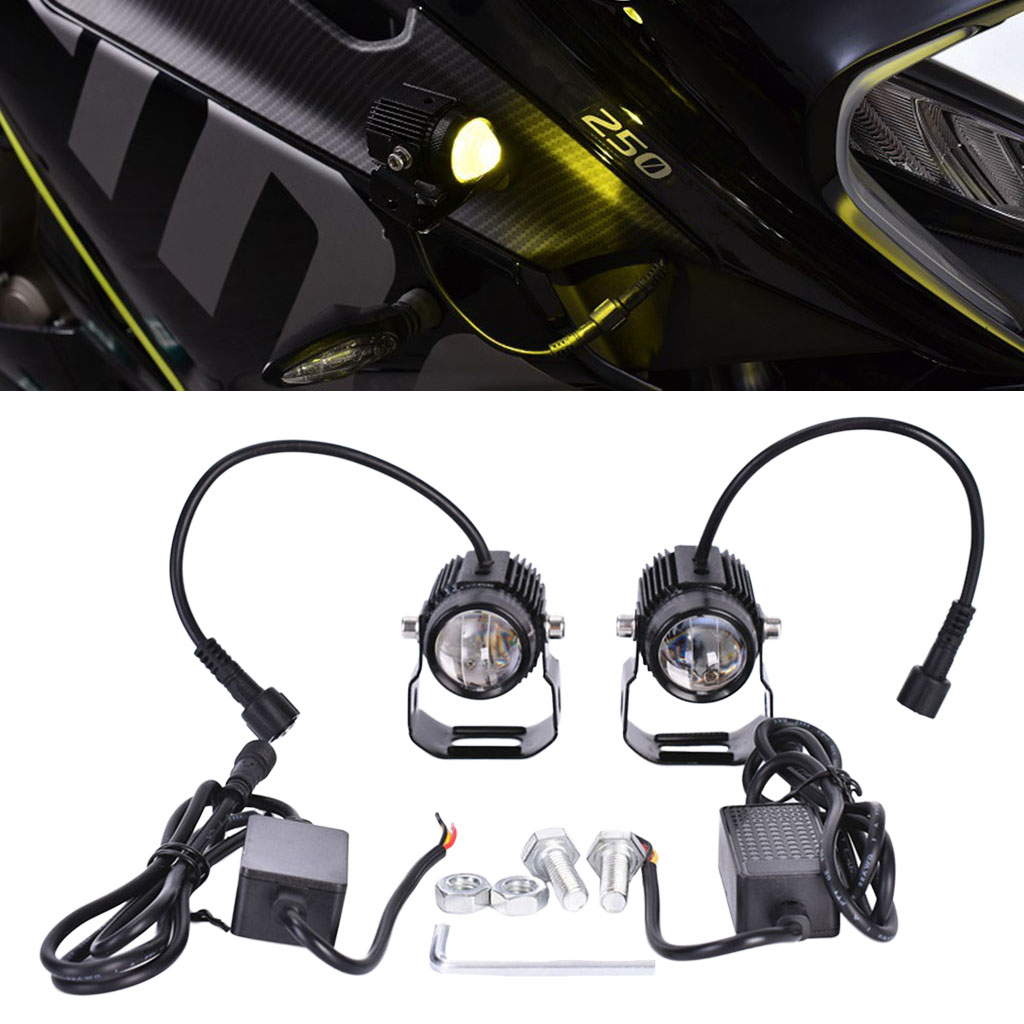 1 Pair Auxiliary Lights Round Flood White Yellow LED Headlight for Night Driving Headlights