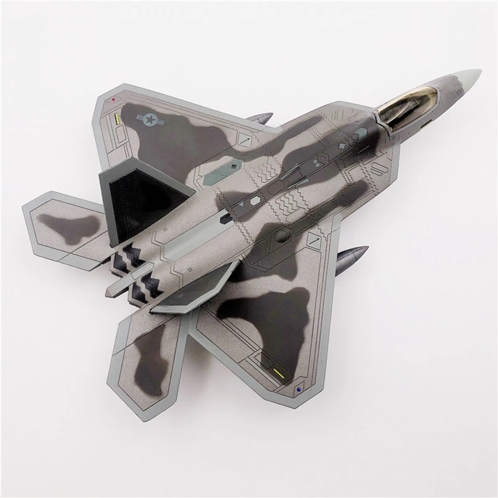 Metal 1:100 F22 Fighter Helicopter Model Airplane Office Room Shelf Decoration