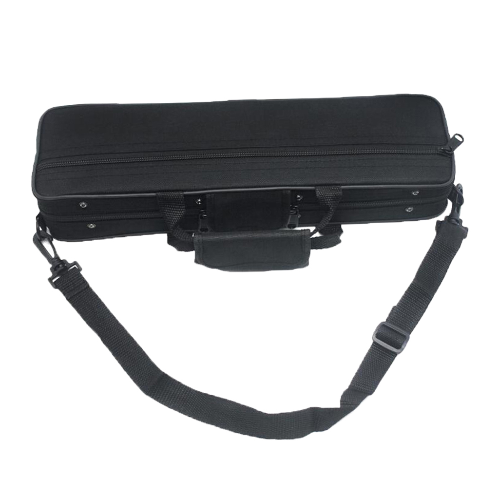 Portable Lightweight 16 Holes Flute Case Storage Bag Black Velvet Lining