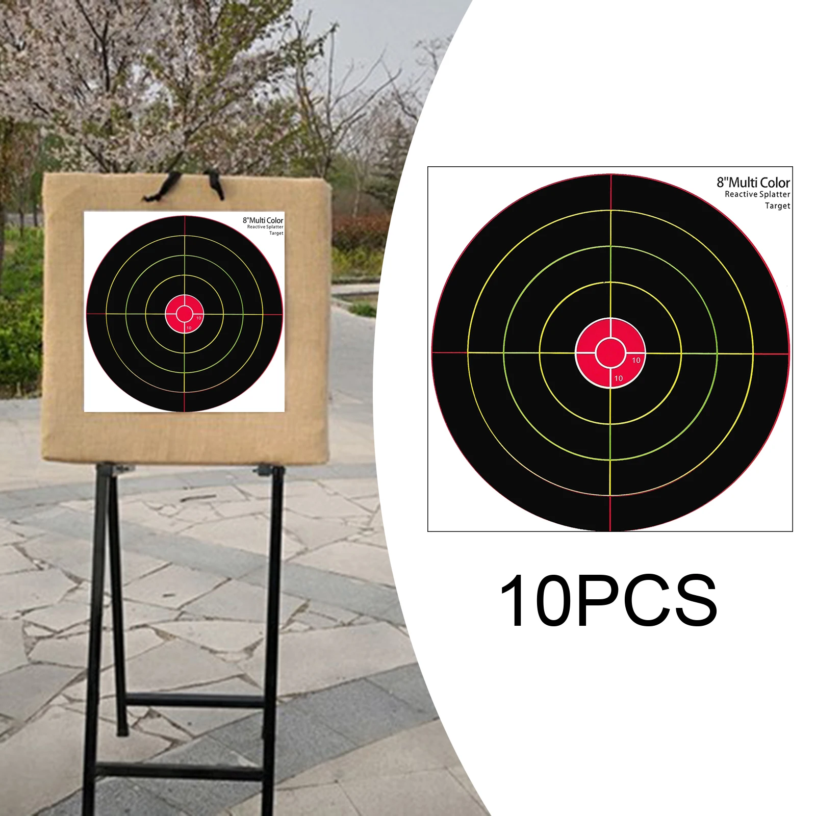 10pcs 20cm Paper Target Stickers Adhesive Reactivity Shoot Targets Outdoor Shooting Practice Hunting Training