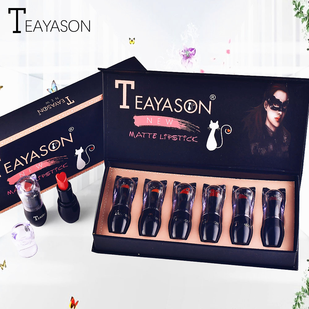 6x Cute Cat-shape Long-lasting Matte Lipstick Moisturizing Smooth Lip Colors