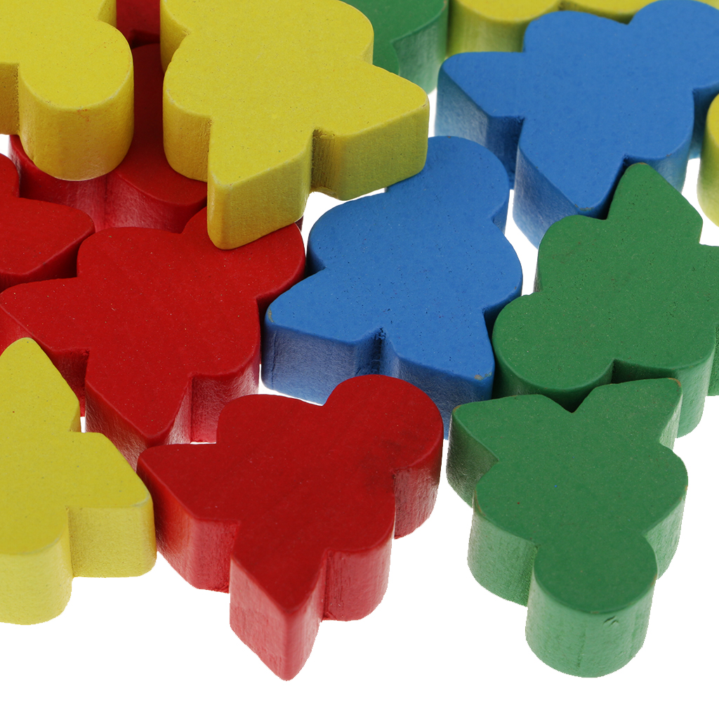 MagiDeal Novelty 50Pcs Assorted Color Human Shape Wooden Chess for Kids Board Game Educational Toys Gifts 24 x 19 x 9 mm Multi