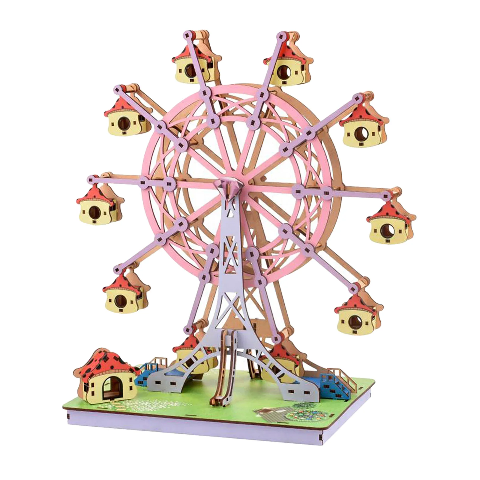 DIY 3D Wooden Puzzle Ferris Wheel Model Building Kit Toys Gift for Children Adult Teens Craft Toy