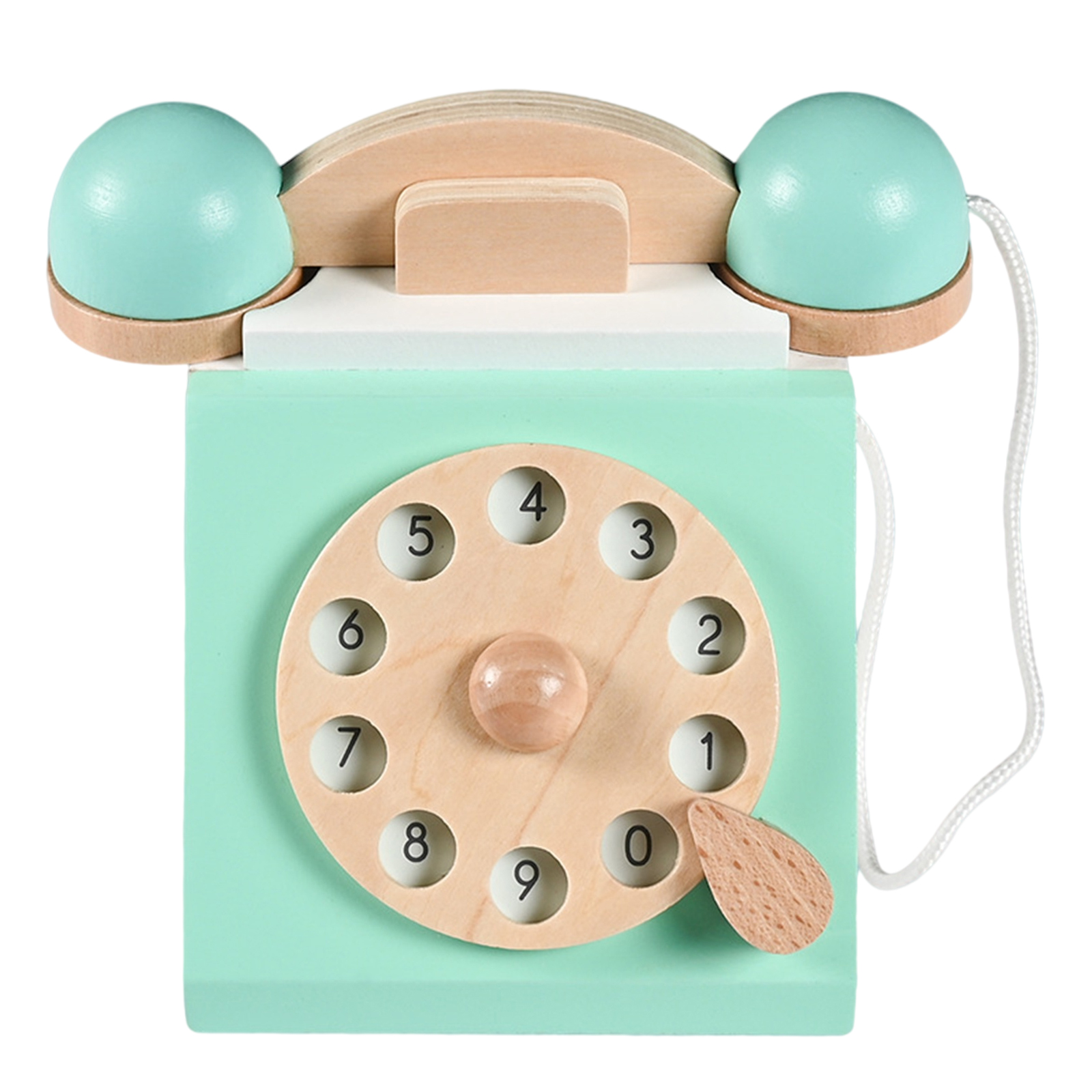 Realistic Retro Vintage Antique Dial Telephone Playset Pretend Play Montessori Early Edcuation Wood Toy Role Play Birthday Gift