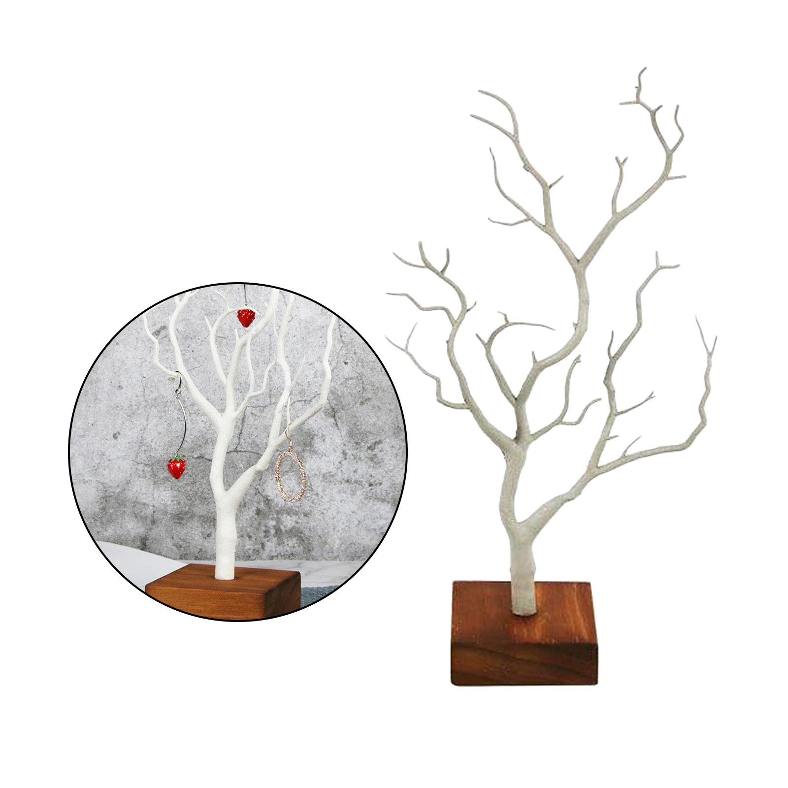 Jewelry Stand - Tree Jewelry Stand Display Rack Earring Necklace Ring Holder Organizer Color: White