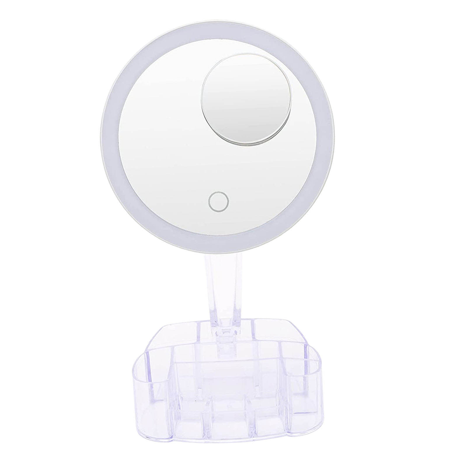 Makeup Mirrors w/ Storage Box Dimming Vanity w/ Detachable 10X Magnification Touch Screen Powered by Battery