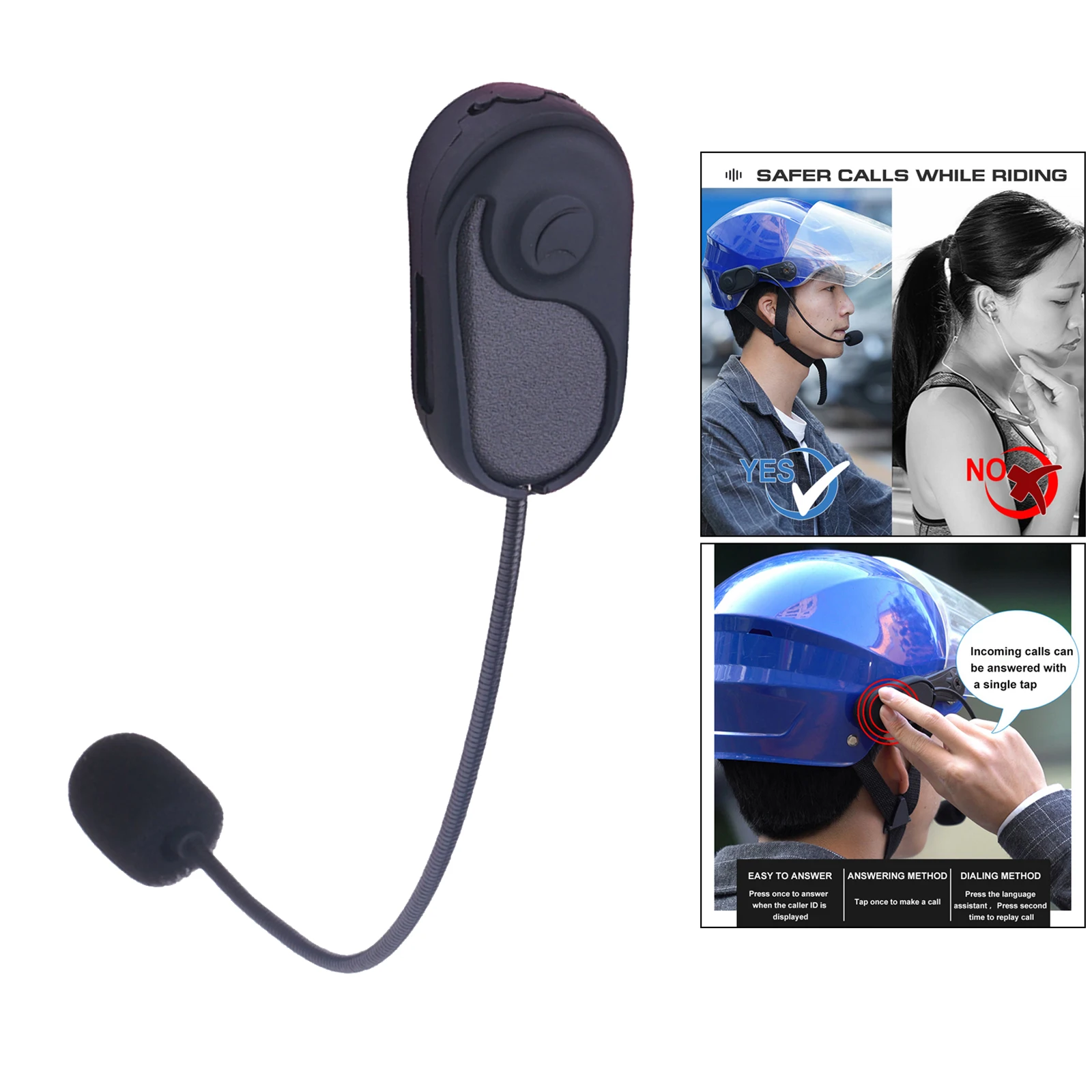Motorcycle Helmet Bluetooth Headset Waterproof Music Call Control 35 Hours Playing time Stereo Music