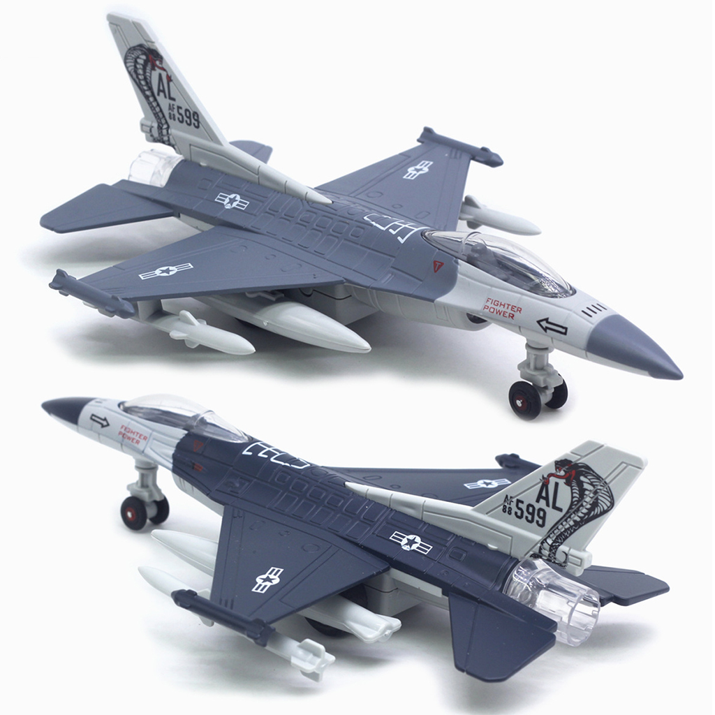 Pull Back Airplane Toy Set Die Cast Metal Themed Fighter Aircraft with Light and Sound for Kids Toy Set Collection