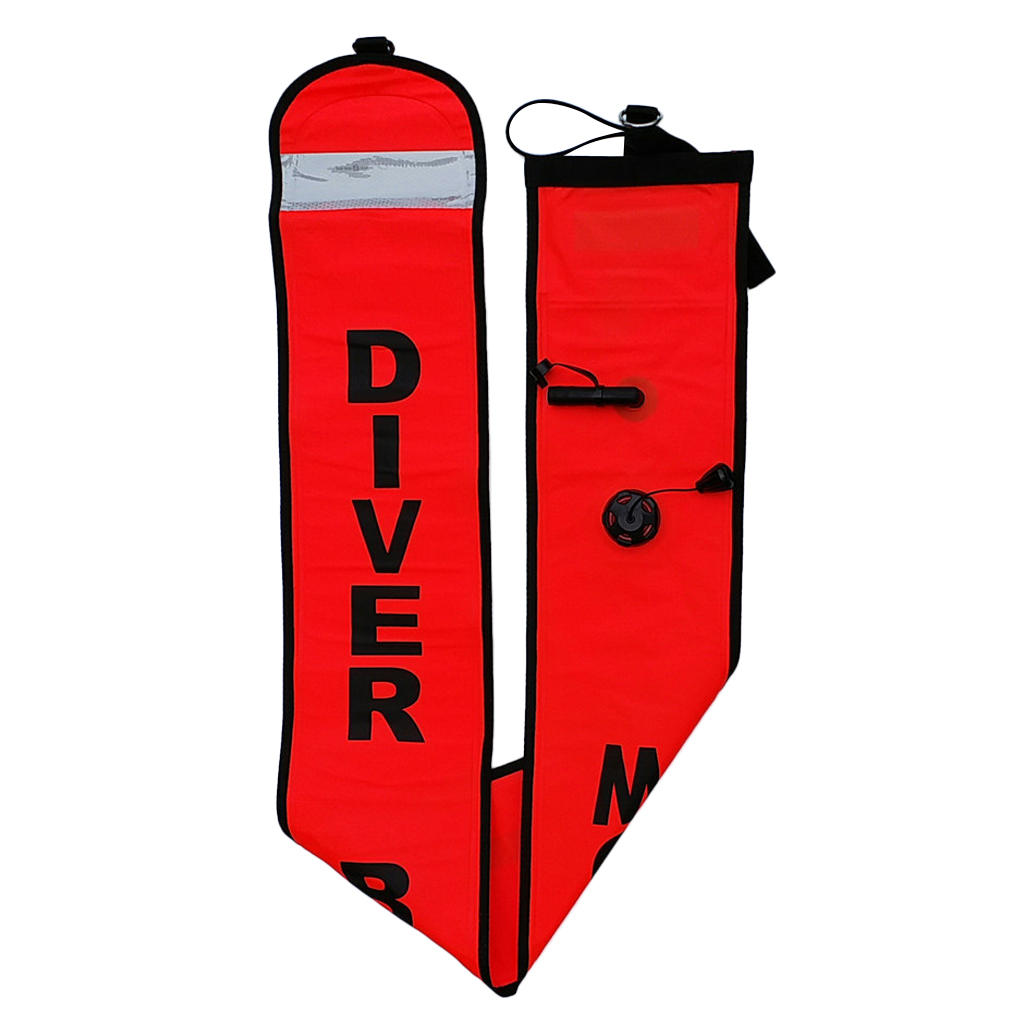 Scuba Diving Safety Sausage Surface Marker Buoy SMB Signal Tube Gear - High Visibility - Compact & Portable - 152x17.8cm