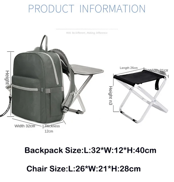  Backpack Chair for Adults, Portable Camping Hunting Fishing  Backpack and Seat Combo, Foldable Chair Bag with Cooler Bag, Waterproof  Fishing Stool, Collapsible Chair Storage Bag with Portable Belt : Sports 