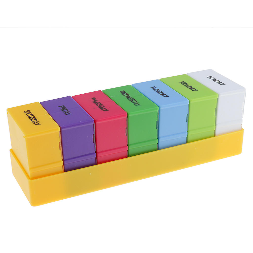7 Days Portable Detachable Compartment Medication Pills Box Tablets Container Dispenser Case Planner Reminder