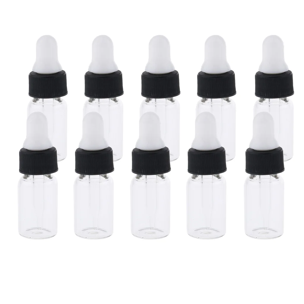 10pcs Refillable Eye Dropper Bottle Reusable Vials for Essential Oil Aromatherapy Perfume 4ml