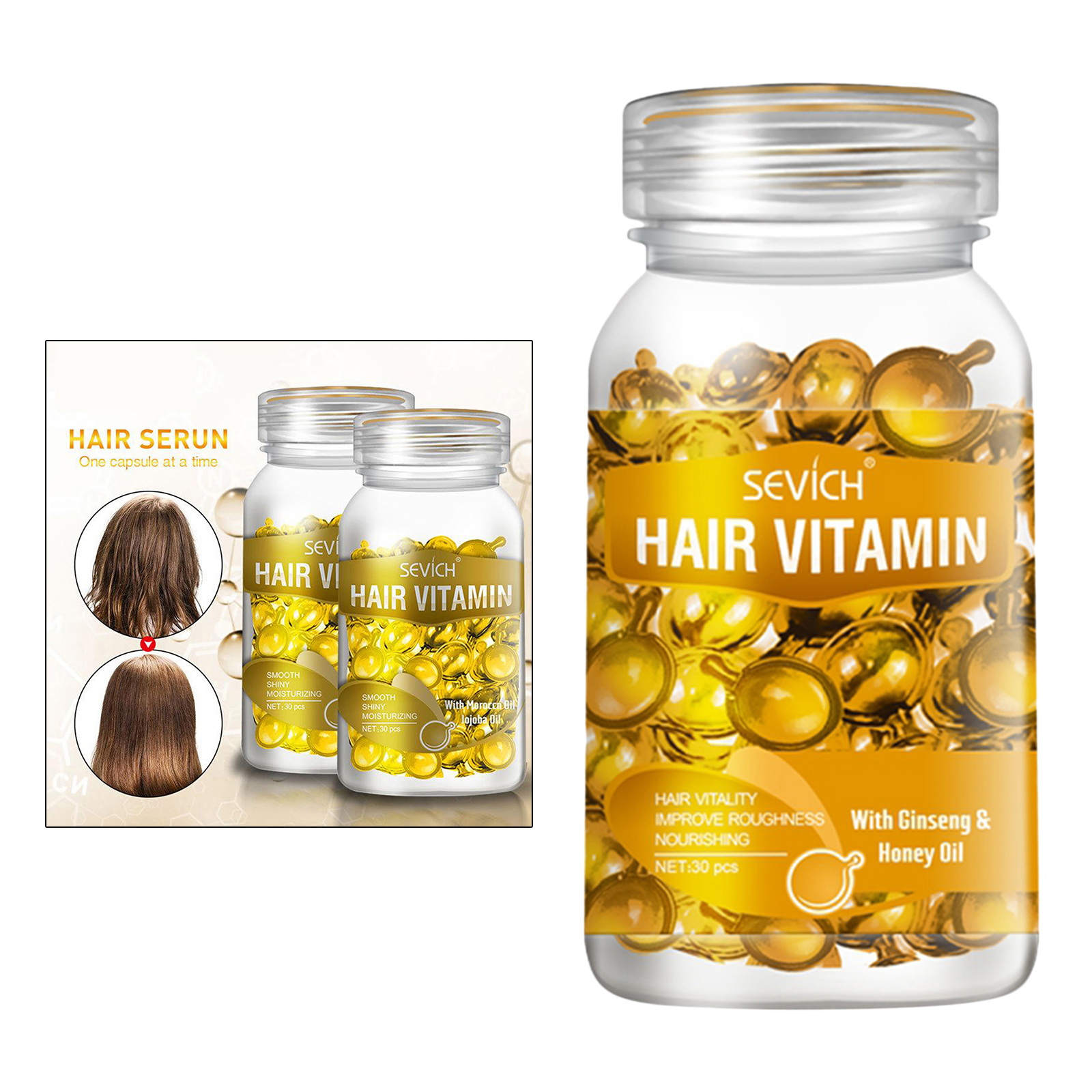 Hair Treatment Anti Frizz Smooth Silky Hair Vitamin Serum Capsule Essence