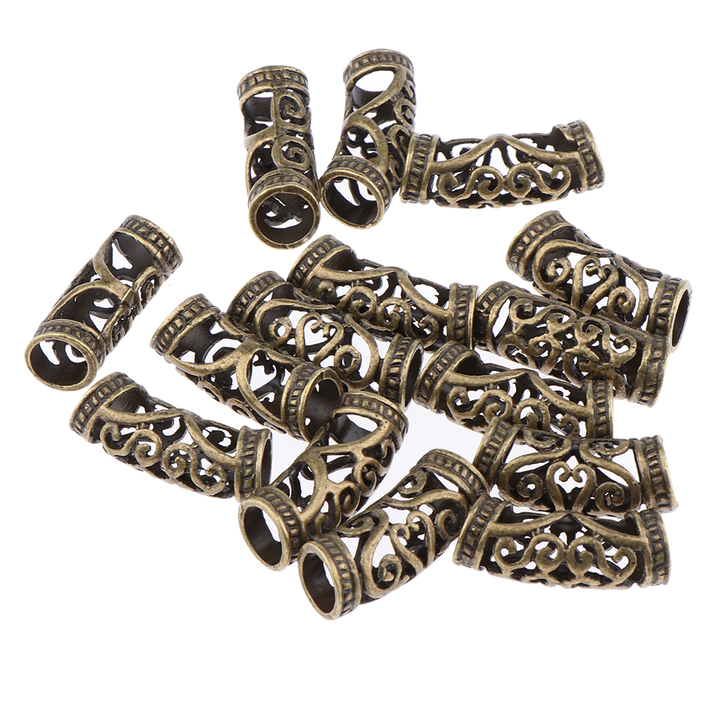 15 Pieces Hair Tube Beads Dreadlocks Beads Hair Braiding Jewelry Hair Decoration Accessories DIY Tibetan 2 Styles