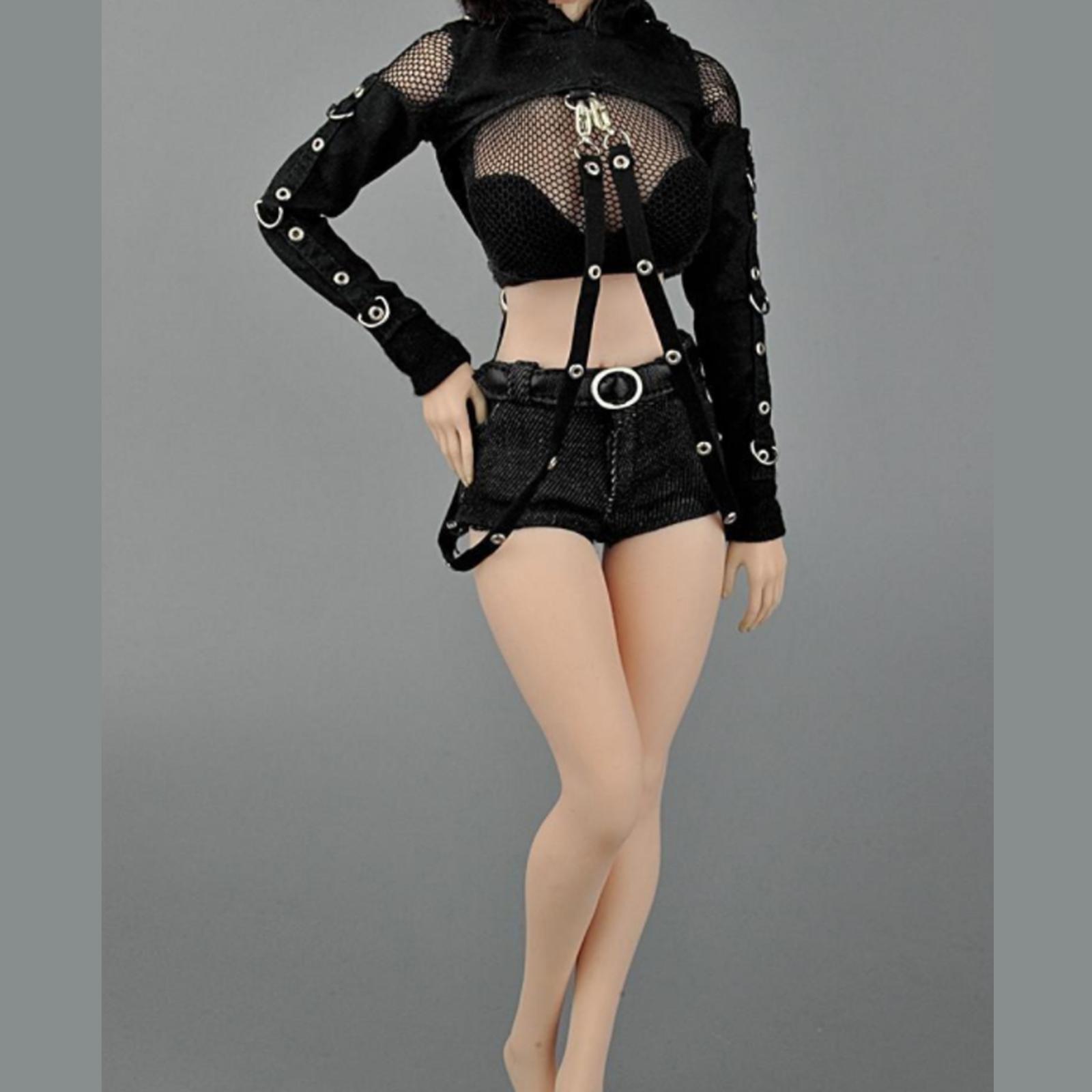 Costume 1/6 Women's Figure Hooded Top Black for HT Toys 12 Inch Doll Accs