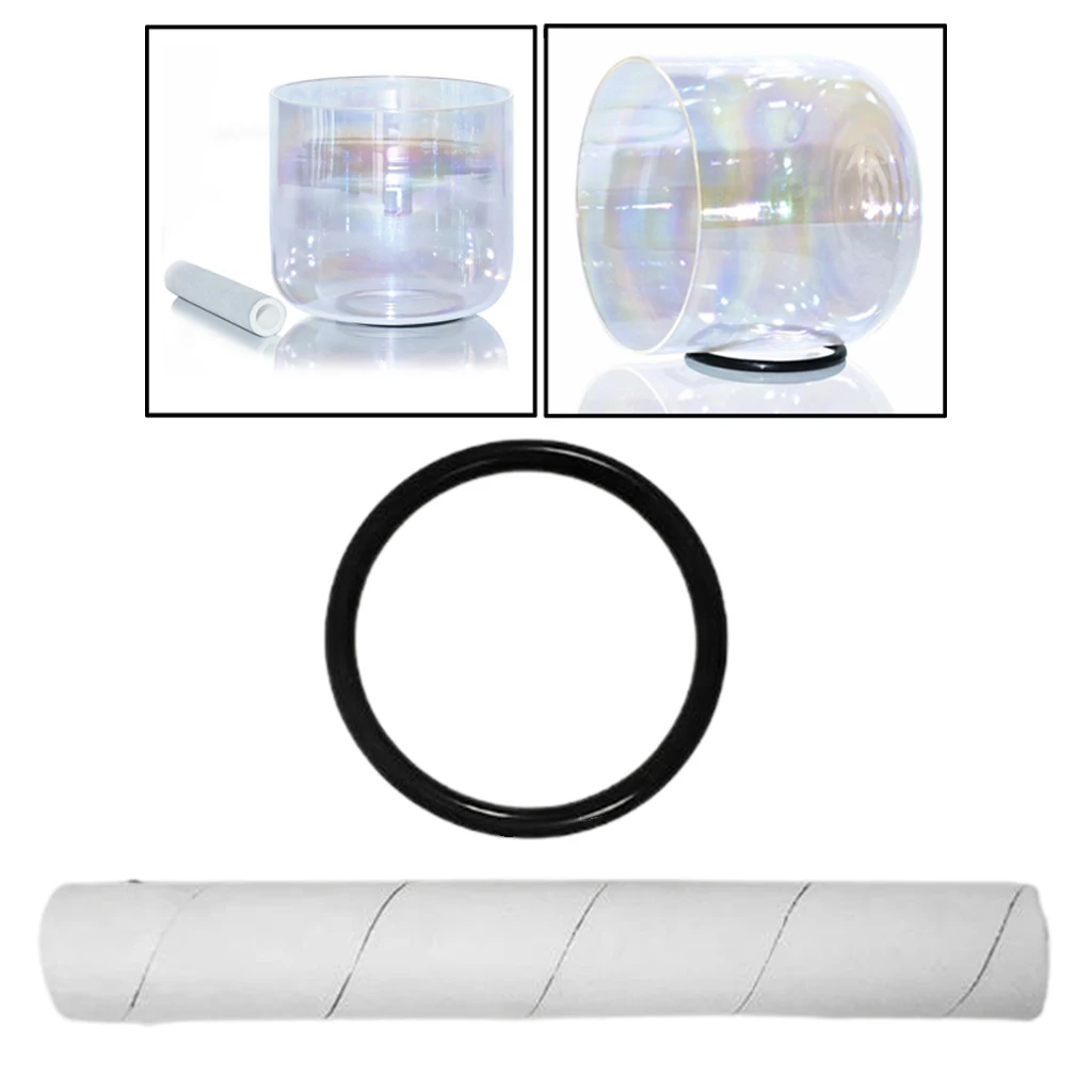 Suede Mallet&Rubber O-ring for Playing Quartz Crystal Singing Bowl Yoga Meditation Singing Bowls (White)