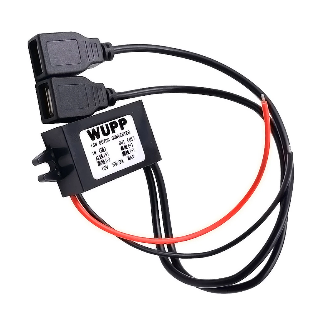 Car Charger  DC-DC 12V to 5V 2-USB Power Module for MP3 Phone GPS