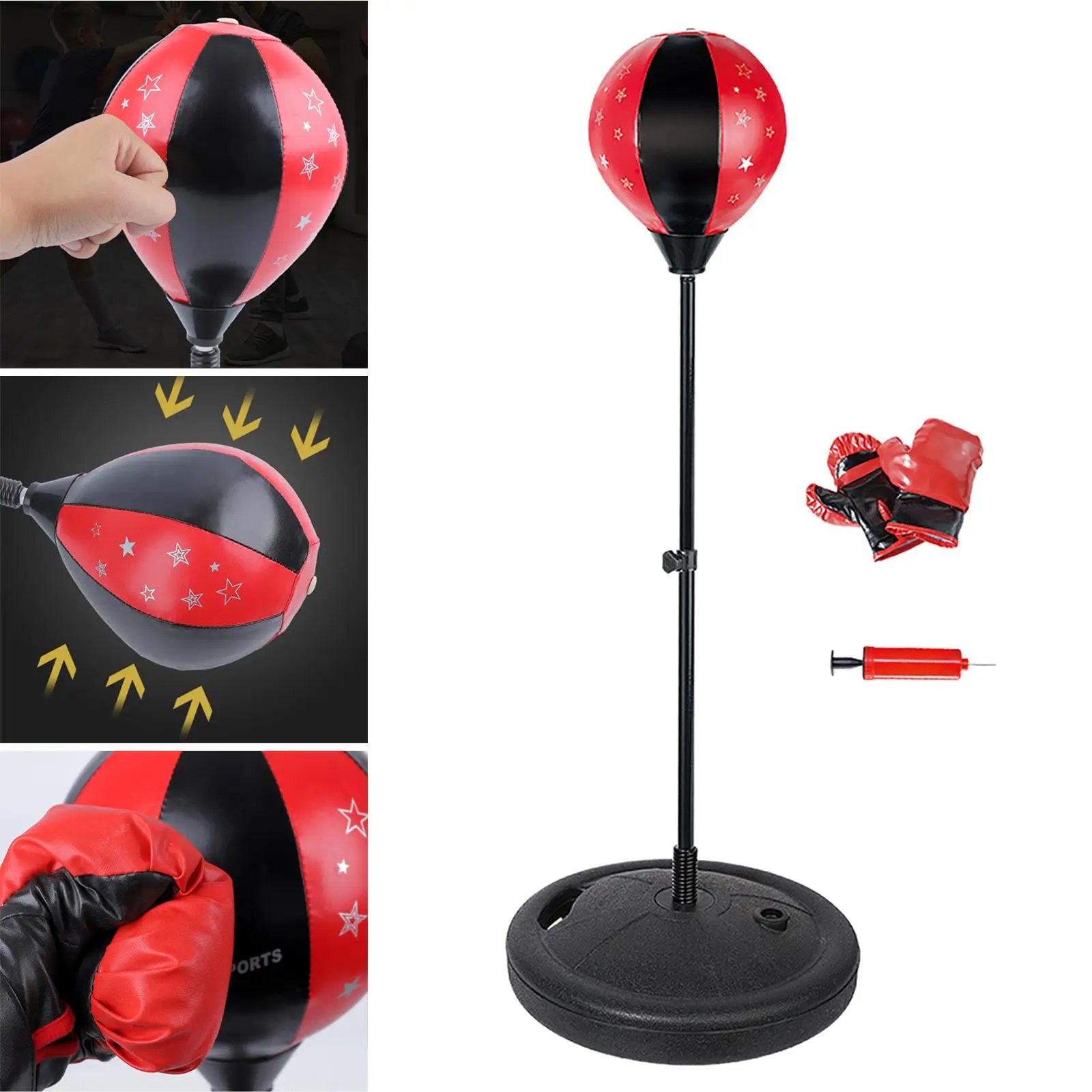 Adjustable Height Kids Teenagers Punching Ball Bag Speed Boxing Sports Set Fighting Game With Gloves Kids Boxing Set
