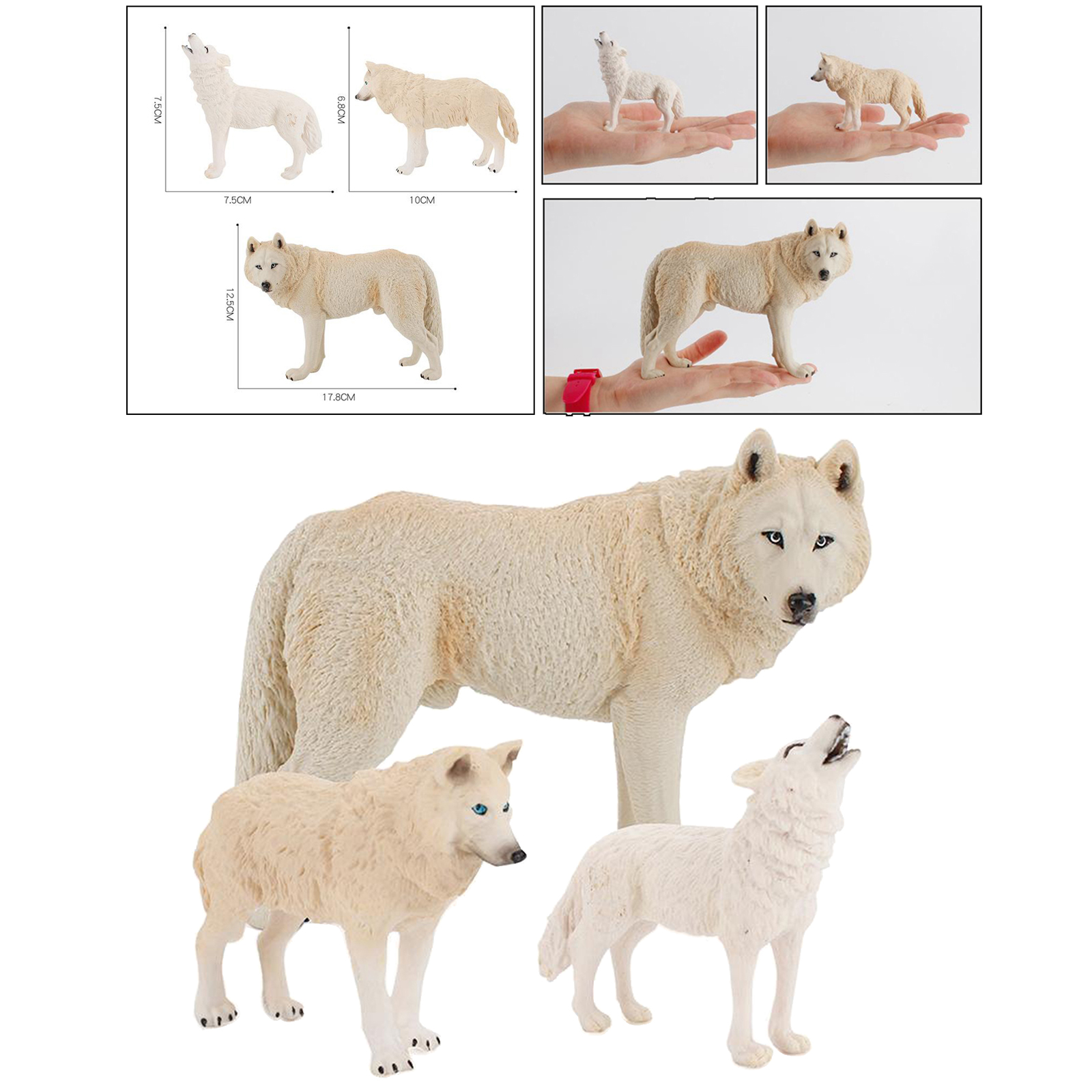Plastic Wolf Figures Free Standing Ornament Figurine Realistic Wild Animals