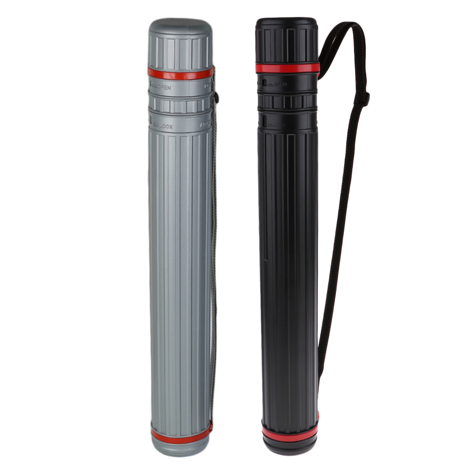 Extendable Poster Plastic Tubes Expand with Shoulder Strap, Carry Documents, Blueprints, Drawings and Art, with Screw Lids