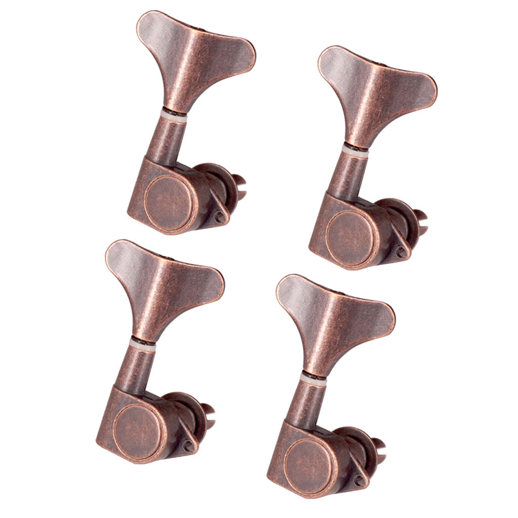 Fishtail Buttons Bass Guitar String Tuner Pegs Mechanics 4R Red Bronze