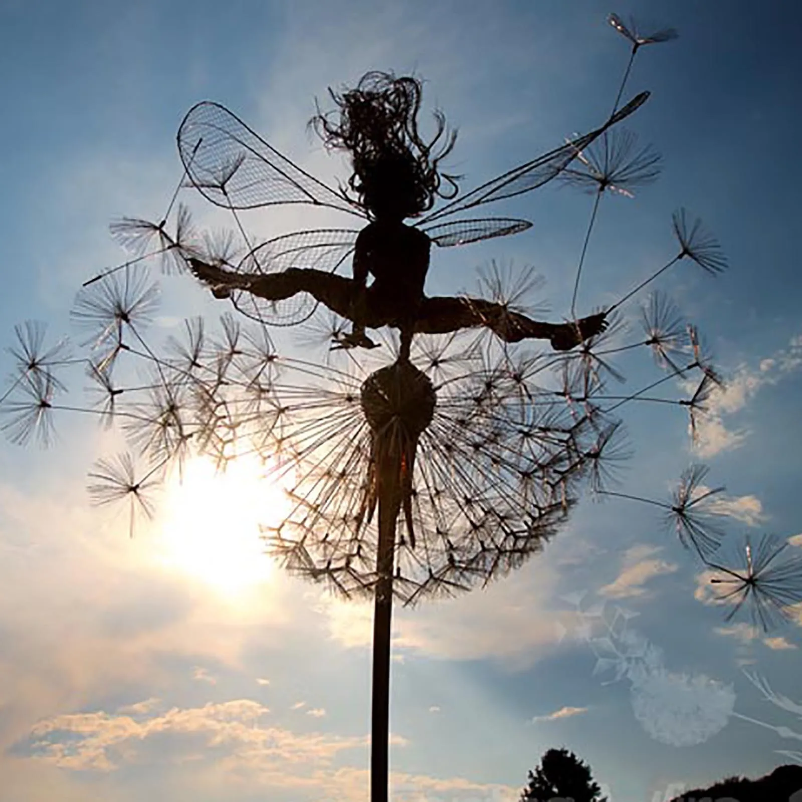 Fairies And Dandelions Dance Together Statue Sculpture Ornament Garden Decor New 