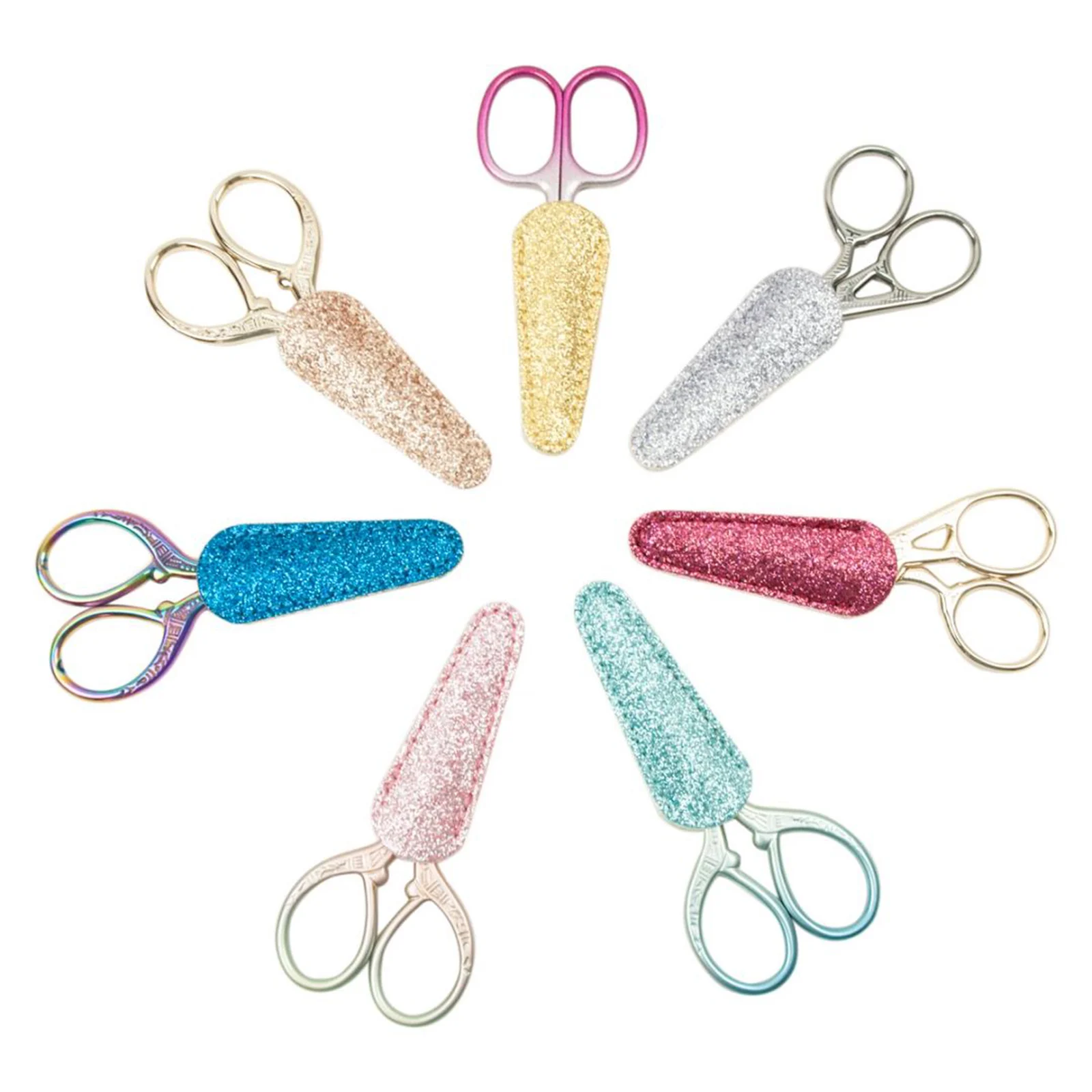 7 Pcs Leather Sewing Needlework Scissors Sheaths Anti-Hurt Embroidery Scissors Protector Cover Bags