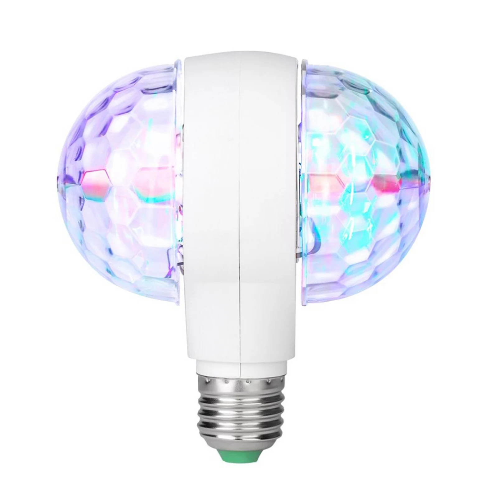 6W E27 LED RGB Dual Crystal Ball Rotating  Bulbs Disco Party Lamp