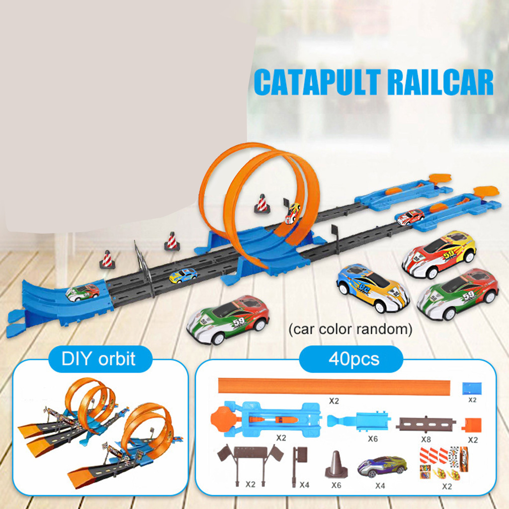 Stunt Speed Car Kids Racing Track DIY Assembled Rail Kits Family for Boy