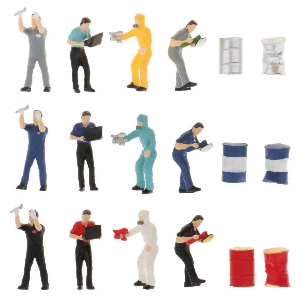 1:64 Hand Painted Figures Repairman Worker Figurine Toys Scenery Accessory
