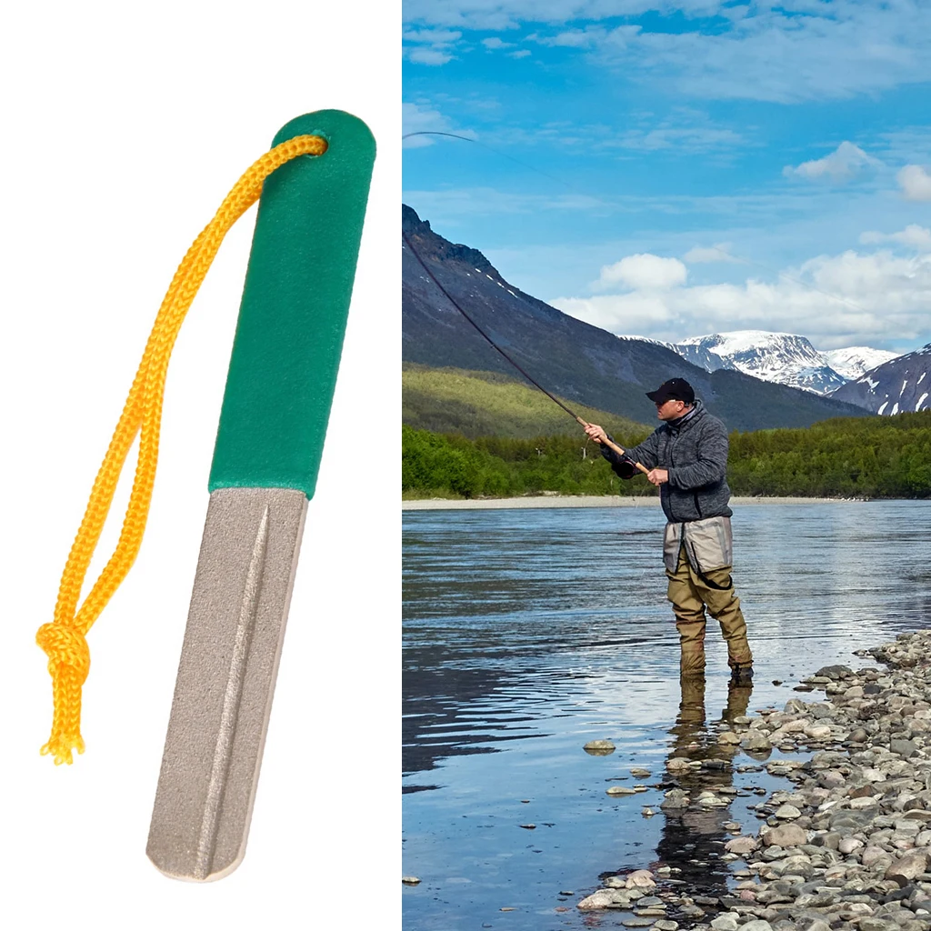 Fishing Hook File Hone Sharpener Fishing Accessories Tool with Lanyard 4in