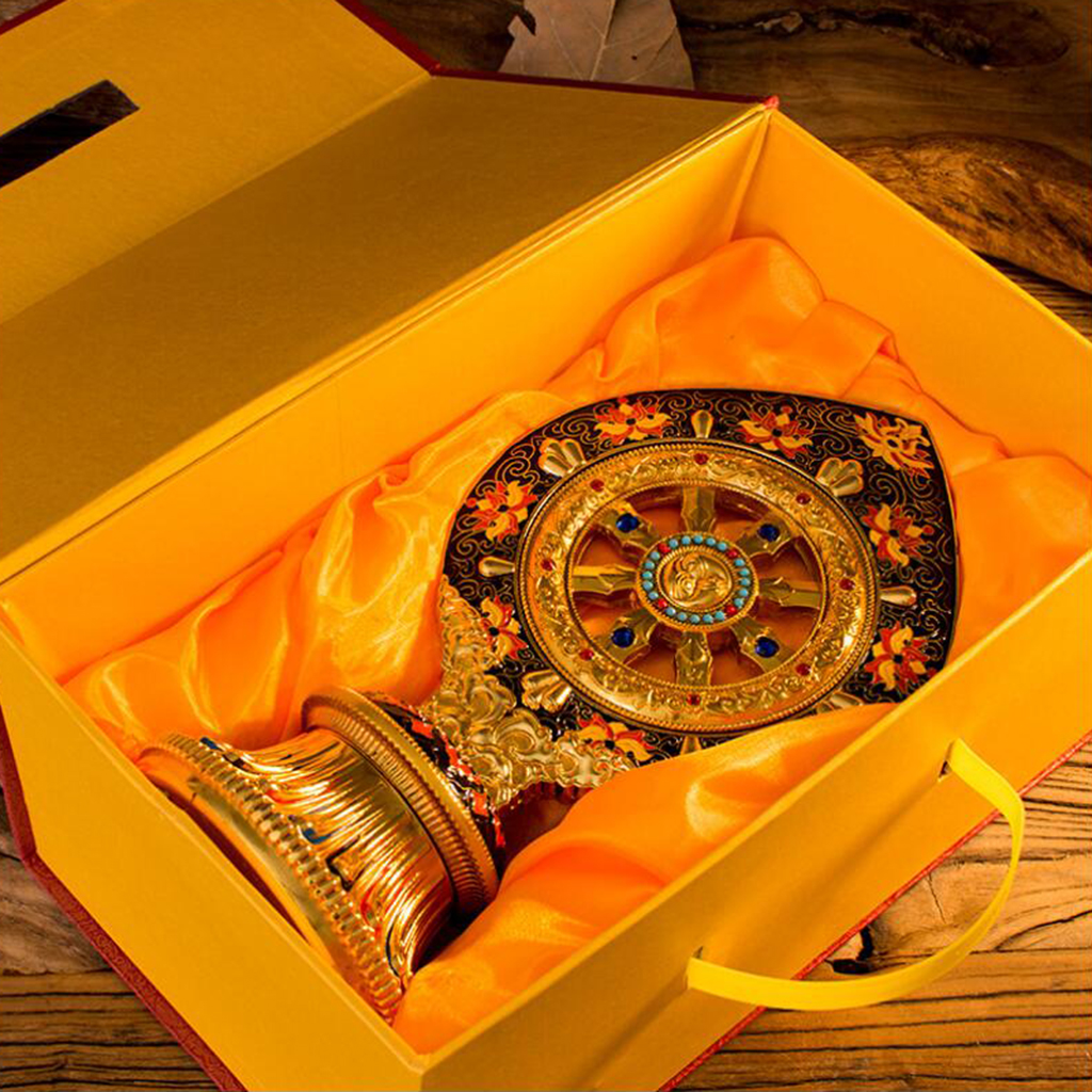 Tibetan Buddhist Prayer Wheel lotus Base Tantric Sanskrit Home Office Decoration