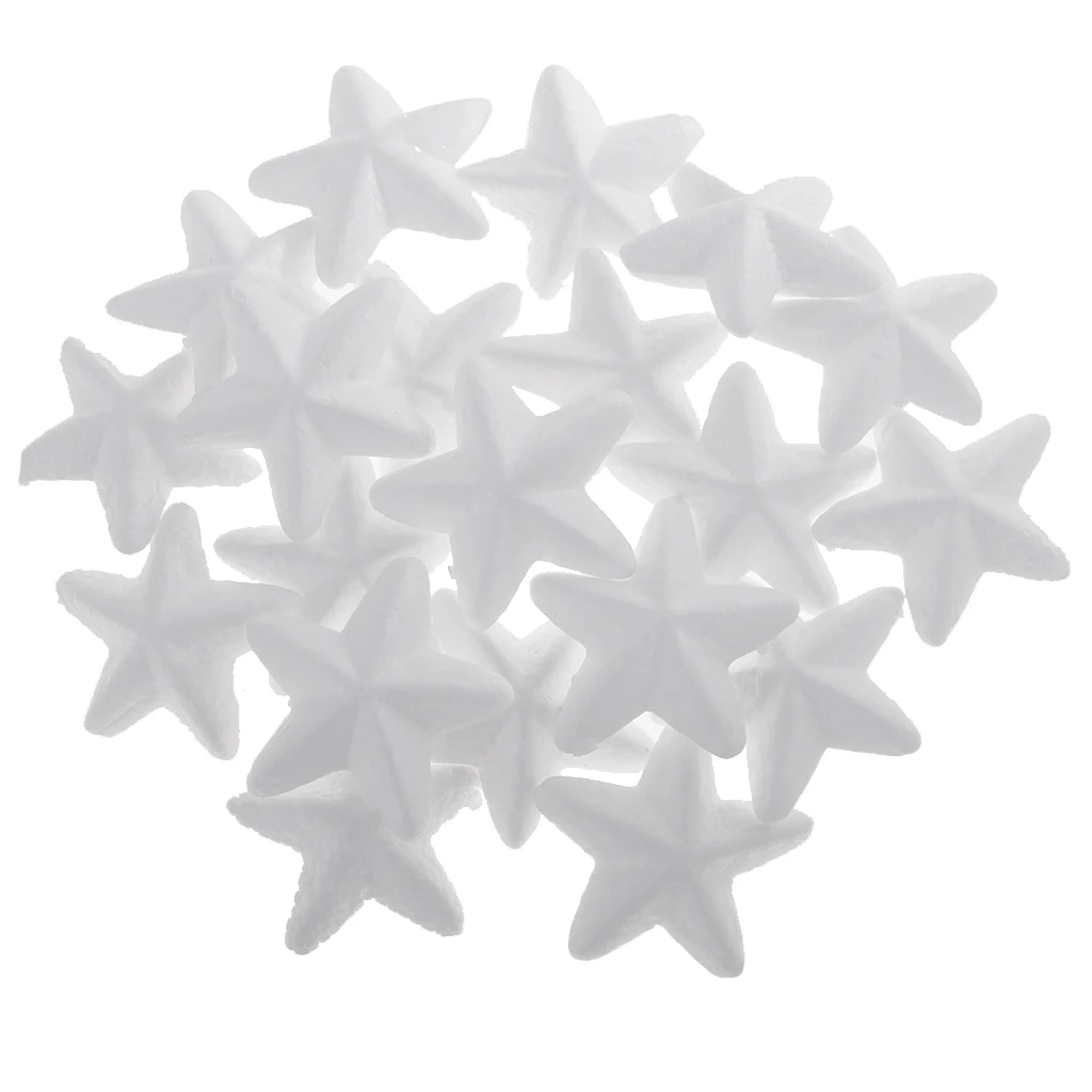 Hot 20pcs Star Shaped Styrofoam Foam Ornaments for DIY Modelling Craft 65mm Chirstmas Birthday Party Decoration Supplies Acces