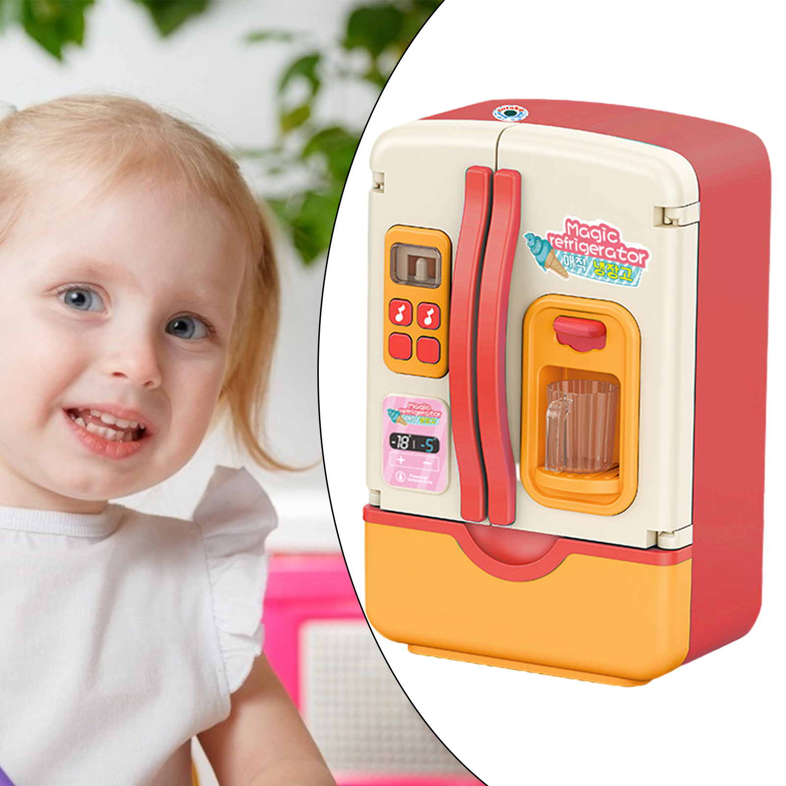 Children Creative Simulation Pretend Play Toy Kitchen Fridge Simulated Spray  Miniature Preschool Role Play Fun for Kids