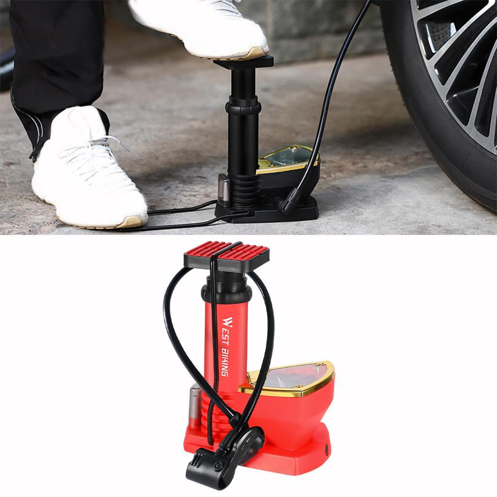 Bicycle Pump Portable Aluminum Foot Pumps MTB Cycling Air Pump Pressure Gauge Inflator 140Psi Pressure Pedal Bike Pump