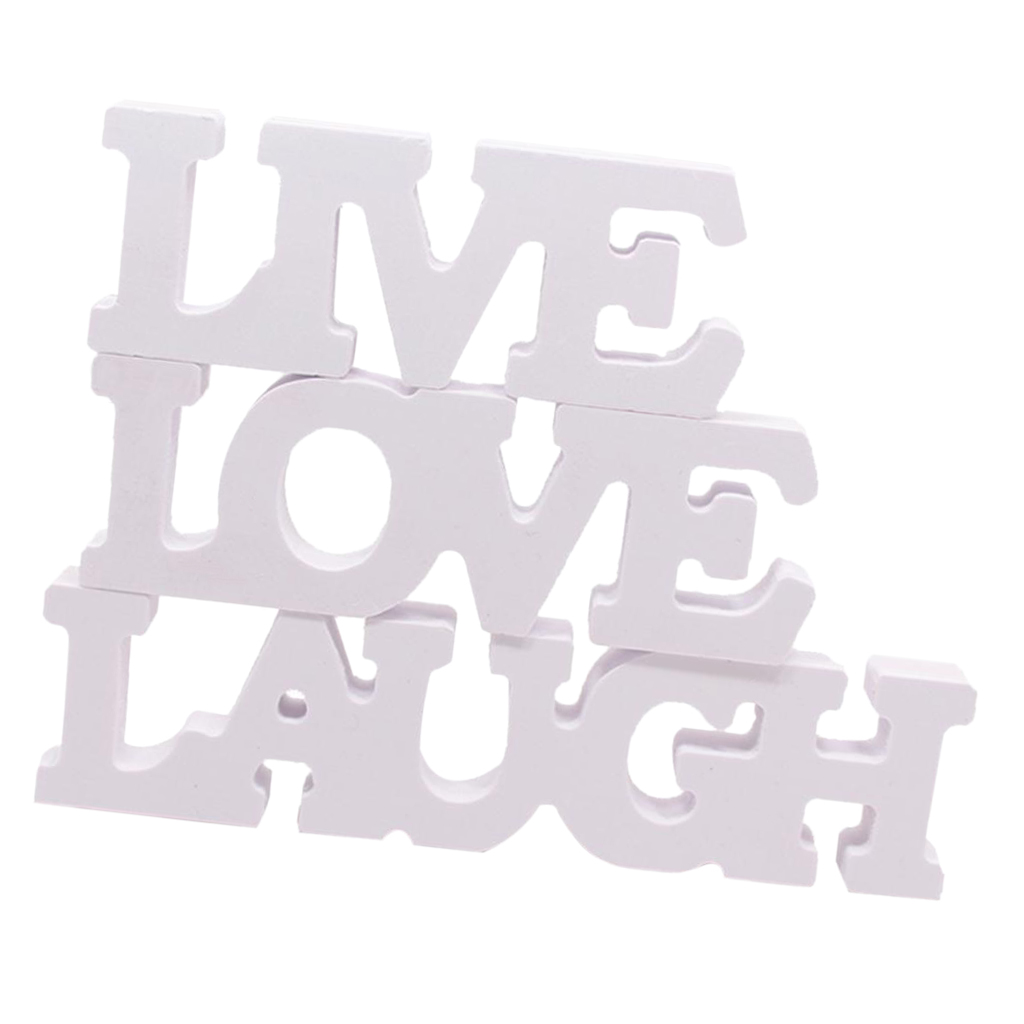 Pack of 3 White Wooden Sign LAUGH LIVE LOVE Wooden Wedding Party Decoration Valentine Decoration for Home