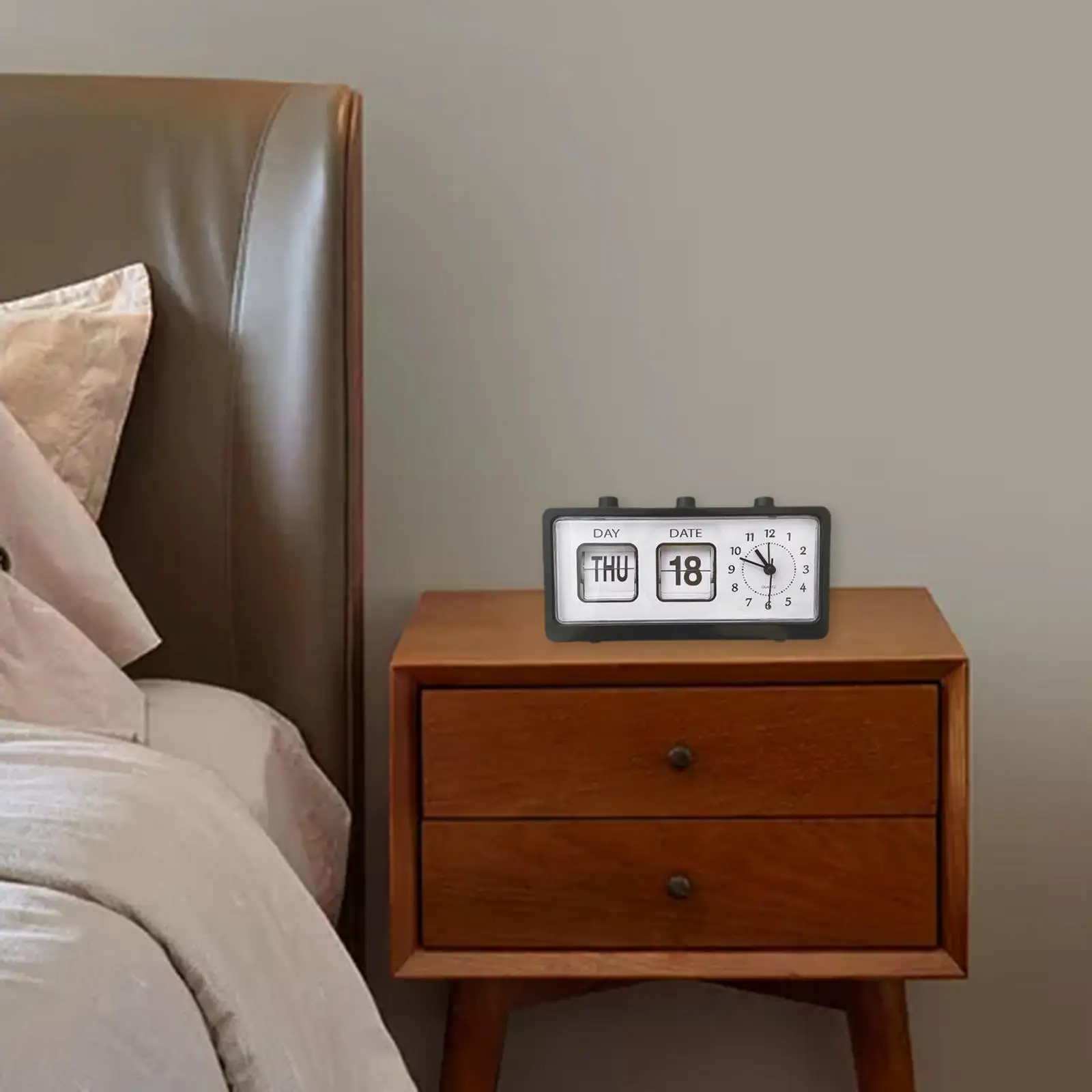 Multifunction Manual Flip Clock Calendar Reminder Digital Alarm Clock Bedside Clock Table Clock for Bedroom Living Room Decor