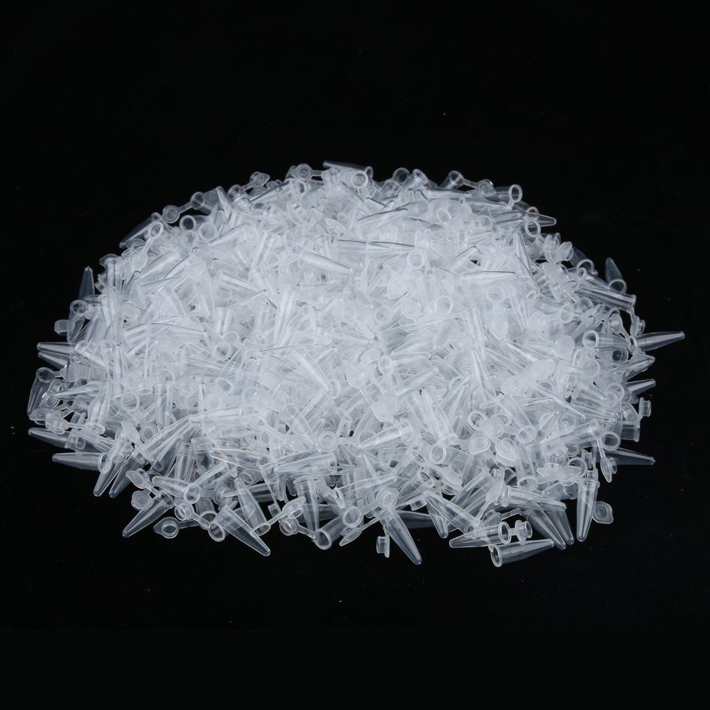 1000 x 0.2ml Plastic Micro Centrifuge Test Tubes Vials with Snap Caps, Premium