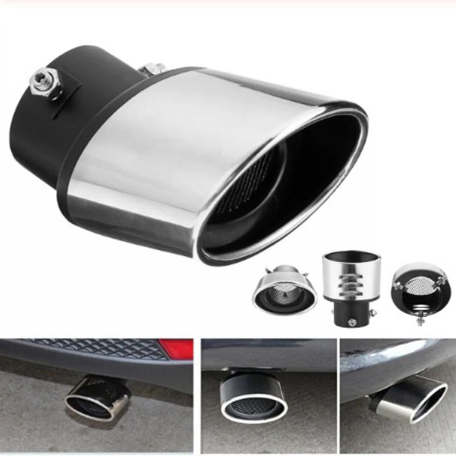 Universal Stainless Steel Car Exhaust Pipe Tail Muffler End Tip Trim