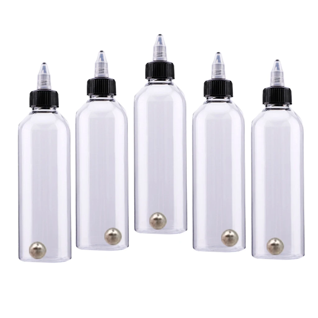 10pcs 30/50/60/120/250ml Recyclable Clear Tattoo Airbrush Ink Pigment Recyclable Squeezable Paint Empty Bottles