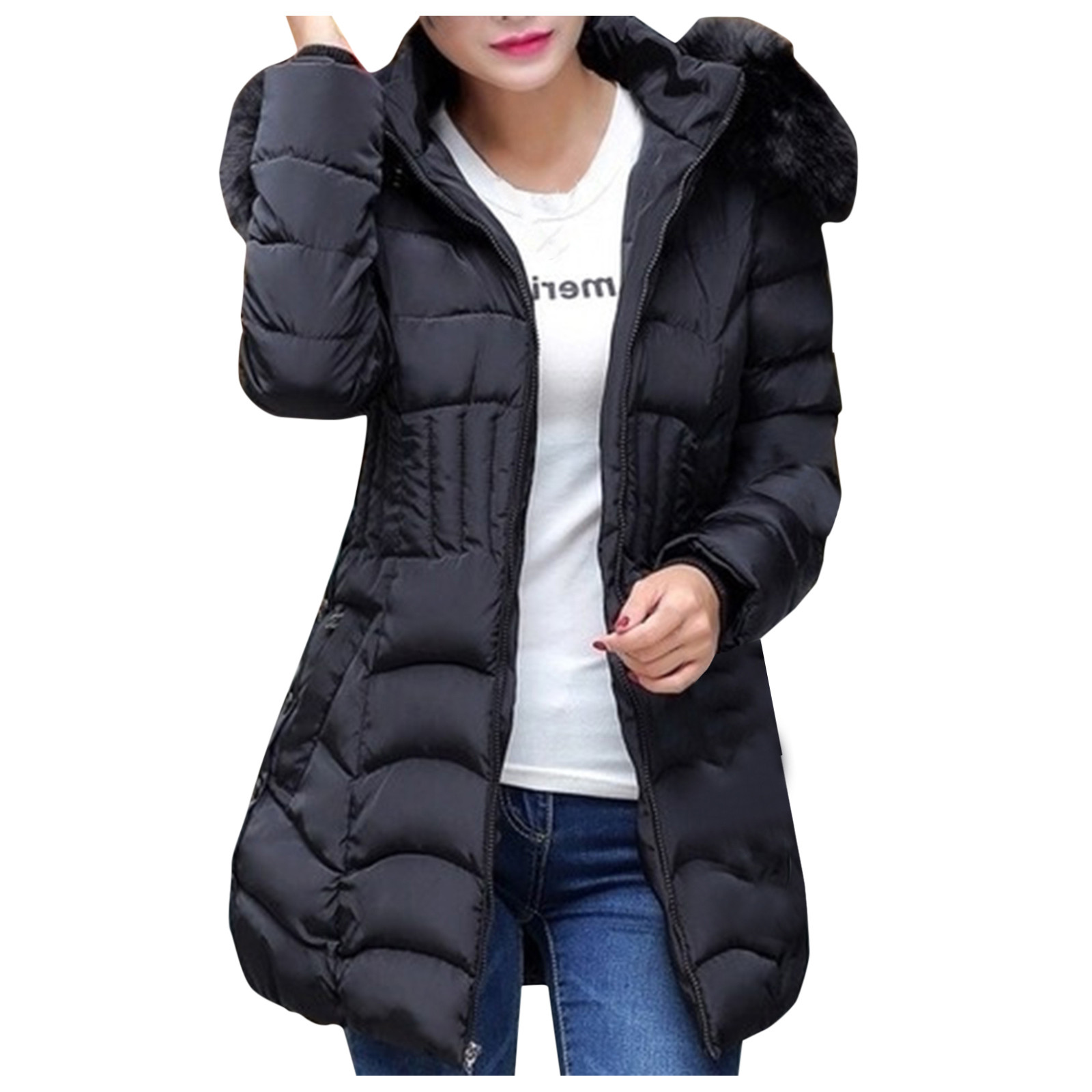 feminino, Casacos casuais estampados, Parkas femininas, Quente,