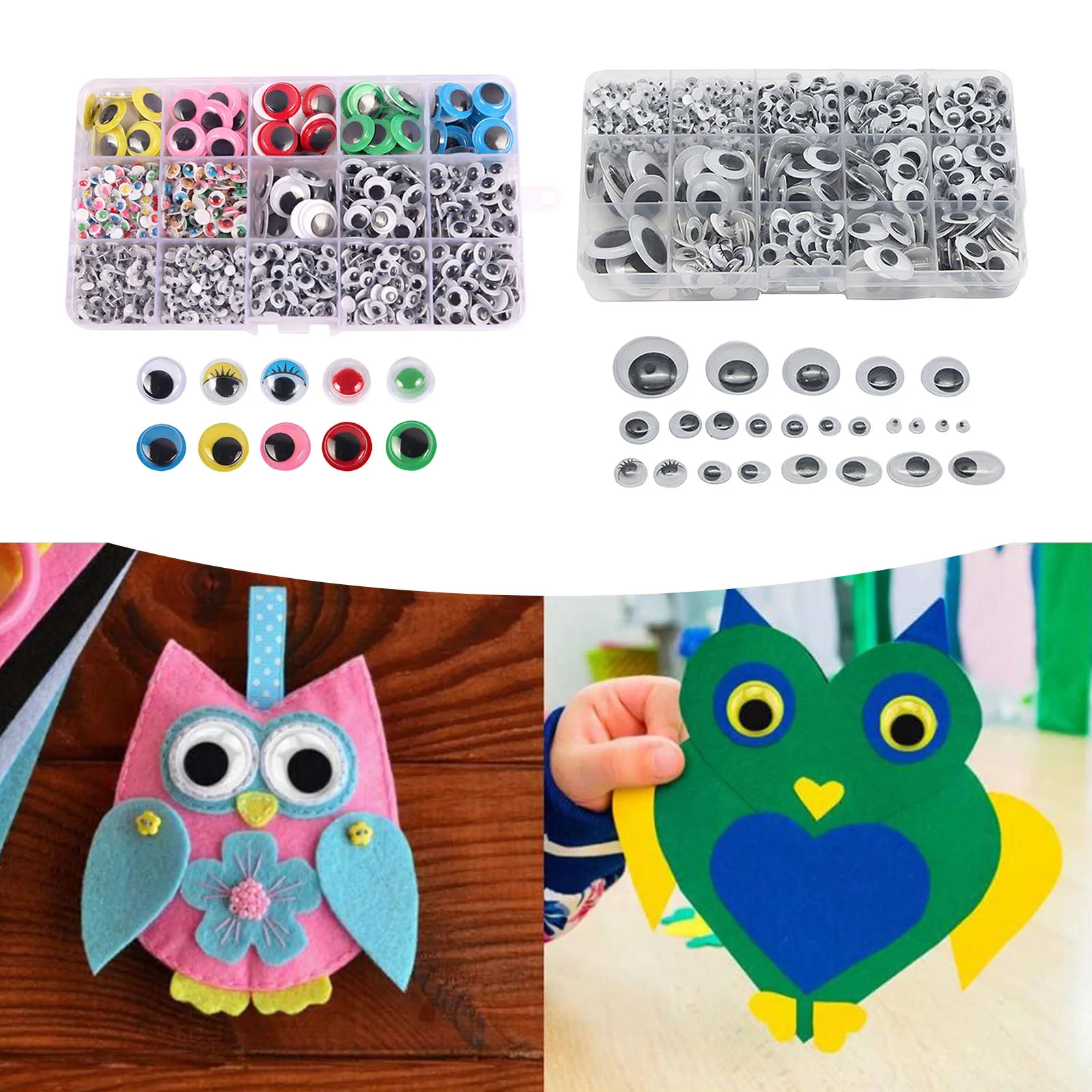 1120Pcs Googly Wiggle Eyes Self Adhesive Stickers DIY Crafts Set For Toys Handicrafts DIY Doll Accessories