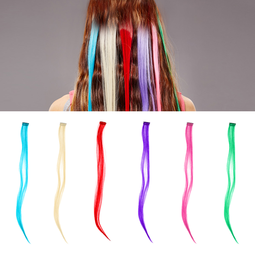 3X 1 Piece Personality Punk Gradient Dyeing Hairpiece Wig Clip Blue