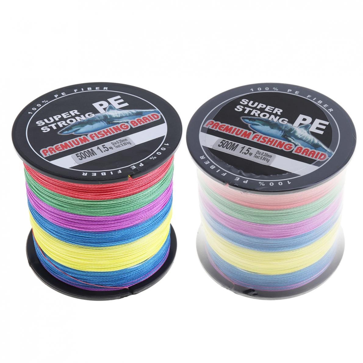 Linha de Pesca Corda de Pesca Multicolorido Super Forte Fios Tece pe Trançado Multifilamento 500m 4 2 Linha de pesca 500m multicolorido super forte