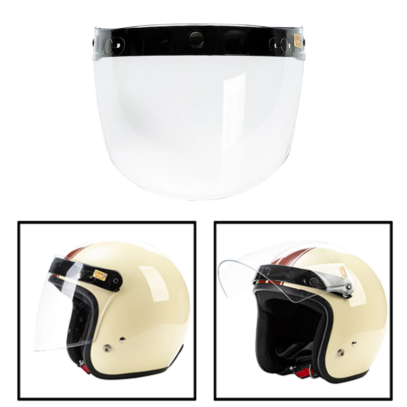 Universal 3 Snap Visor Face Shield Lens For Helmets Open Face Helmet KW 