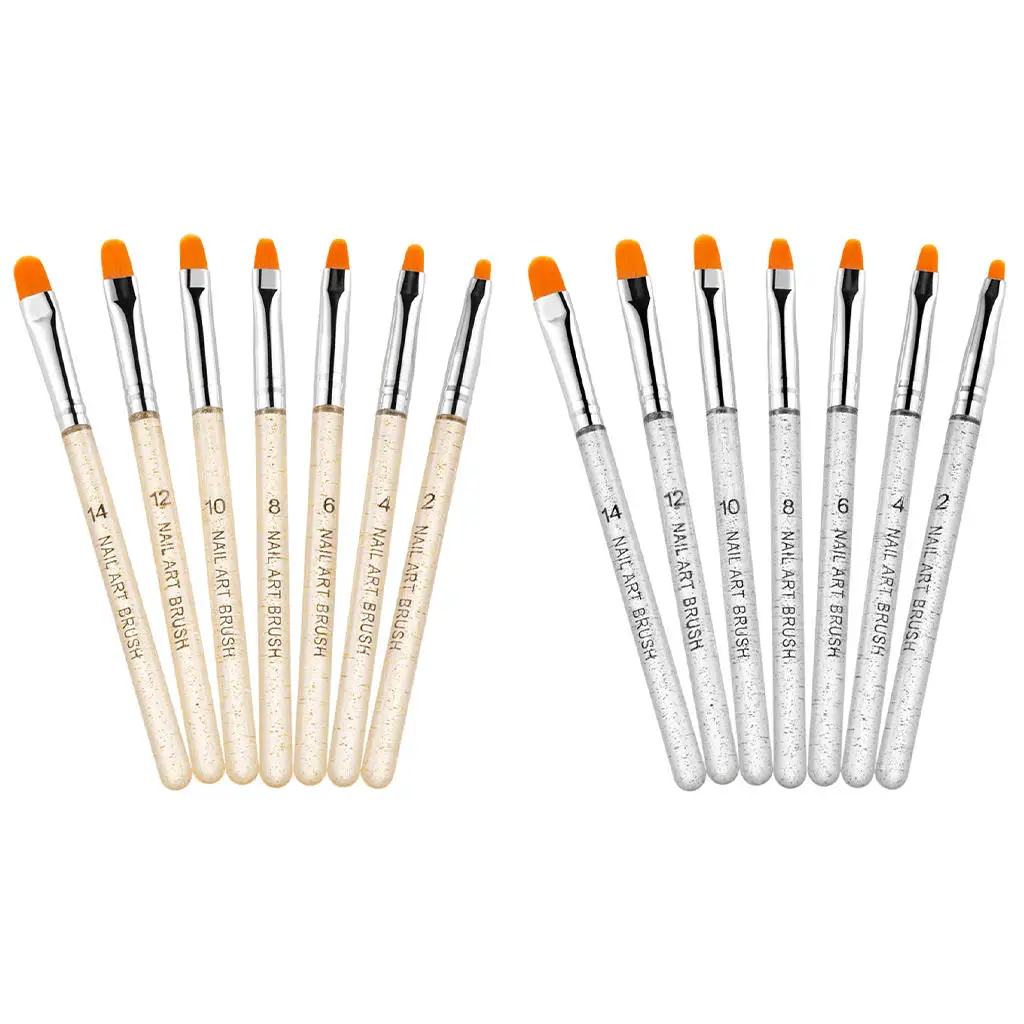 7Pcs/Set UV Gel Nail Art Brush Pen Set Acrylic Assorted Flat Round Tips Builder for Salon Use Home Drawing DIY Manicure Tools