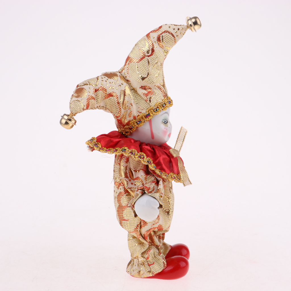 MagiDeal 6cm 16cm Pocerlain Triangle Doll Clown Doll Home Desk